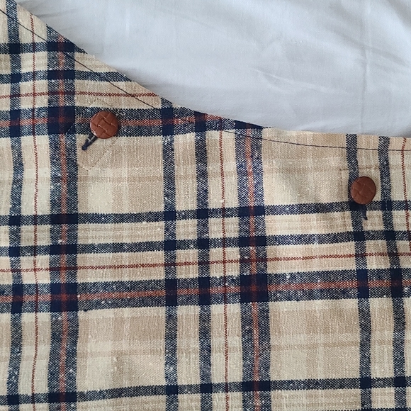 Pendleton plaid cape with hood 100% Virgin wool tan, navy brown - Picture 4 of 9